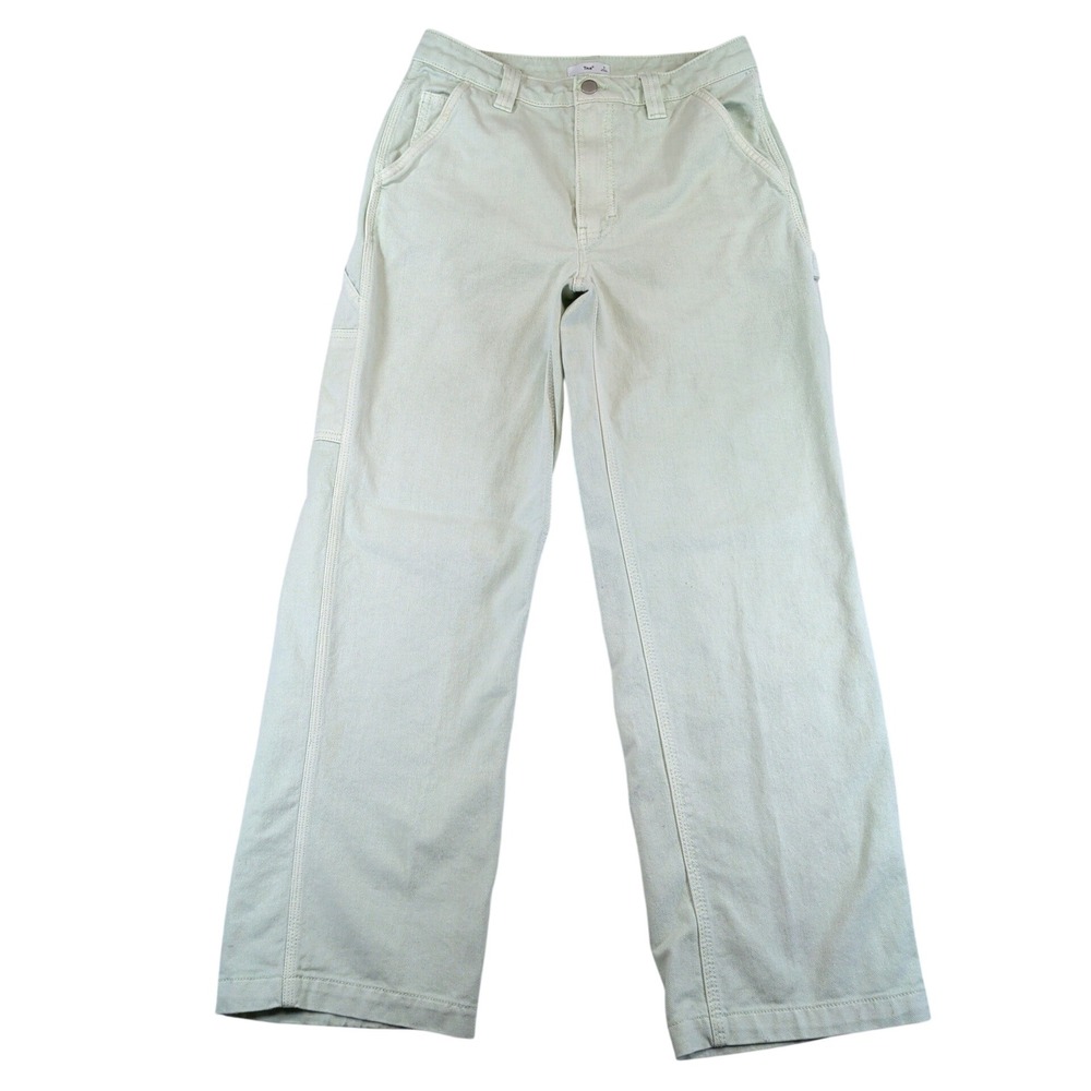 Tna Aritzia Women Pale Green Carpenter Workwear‎ Straight Leg Utility Pants Sz 4